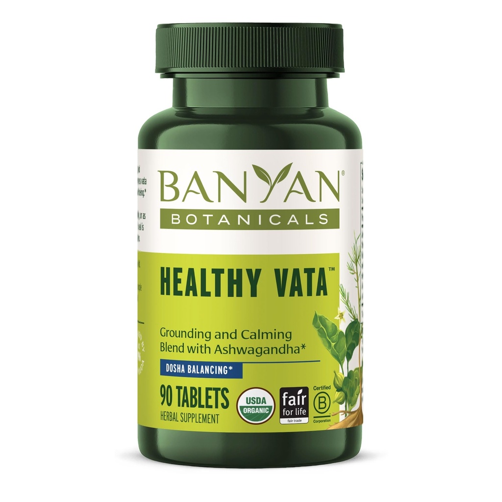 Banyan Botanicals Sund Vata - Organic Herbal Supplement med Ashwagandha, Shatavari & andre ayurvedic urter til rolig og afbalanceret velvære * - 90 tabletter - ikke-GMO bæredygtigt syret Vegan