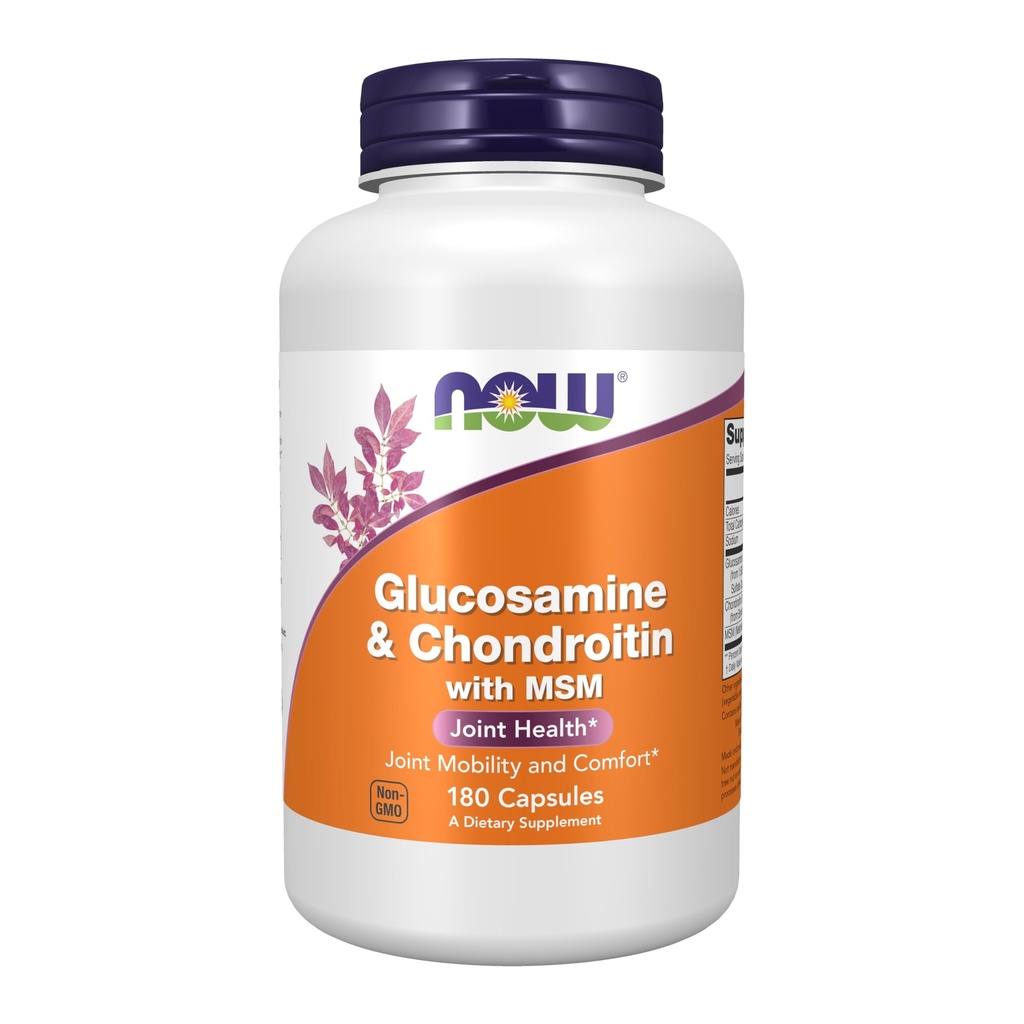 Now Foods Glucosamin 1, 1 g, Chondroitin 1, 2 g, med MSM 300 mg, 180 kapsler (pakning med 2)