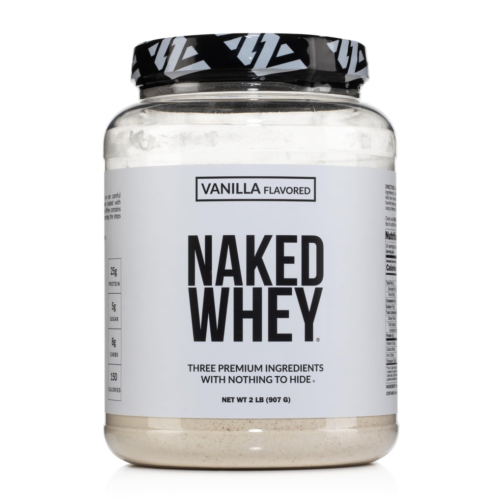 NAKED Whey Vanilla Protein Powder - Kun 3 Ingredienser - Græs Fed Whey Protein Powder, Vanilla Flavor, og Organic Coconut Sugar, NSF Certified, Ingen GMO, Ingen Soy, og Gluten Free - 24 Serveringer