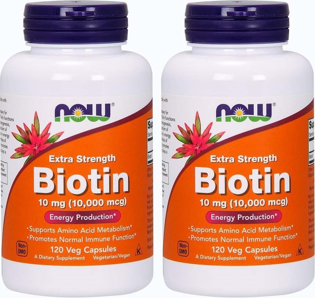 Foods Biotin 10 mg Extra Strength 120 Vcaps, pakke med 2