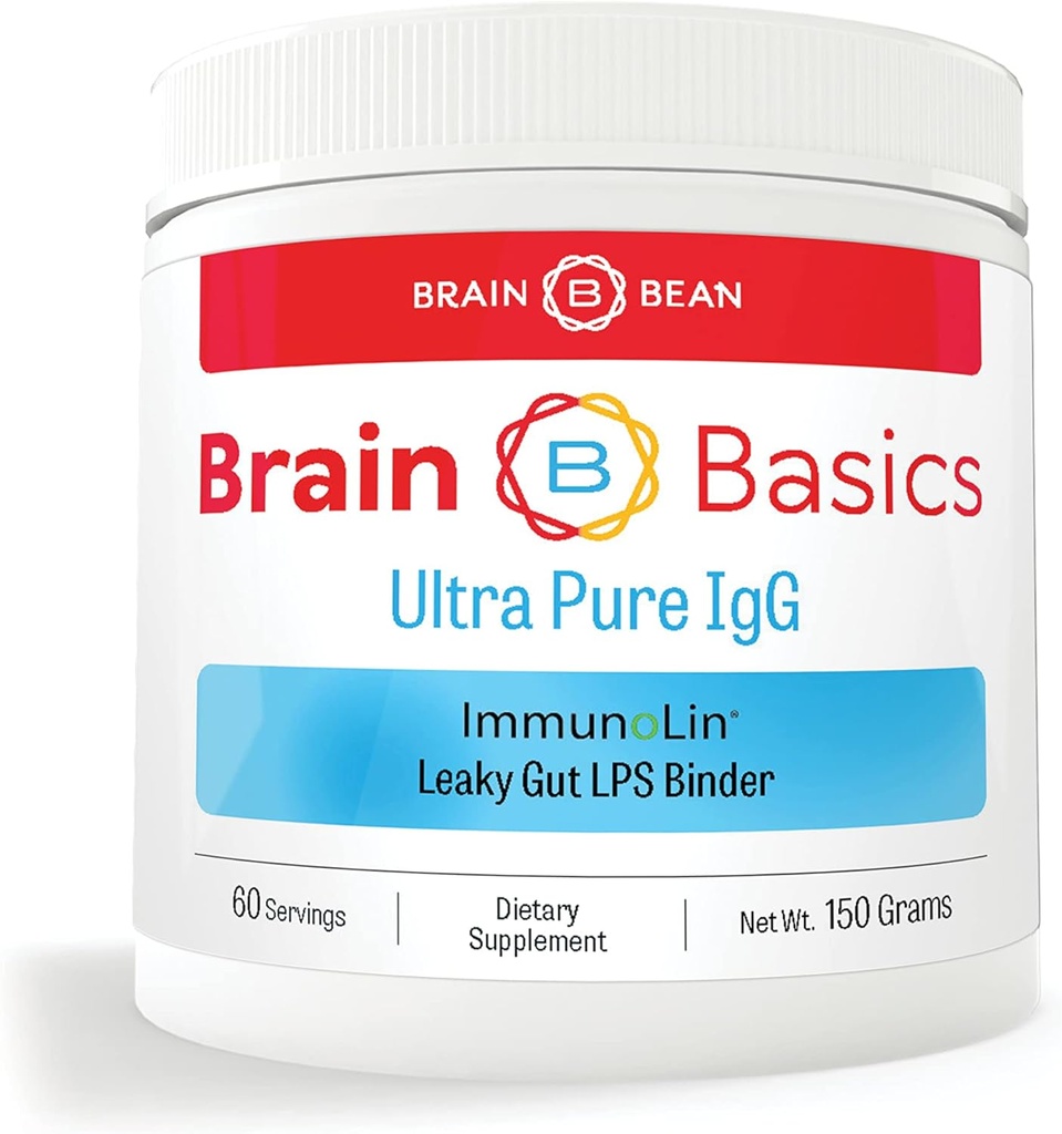 Brain Basics Ultra Pure IgG Supplement - Dairy- Free Supplement IgG - Immunolin pulver, Blended Vitamin & Mineral Kosttilskud, 150g, 60 Servere