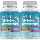 8 i 1 Immunforsvar Support, Immunitet Vitamin Supplement Booster med zink 50mg, C-vitamin Elderberry Vit D3 5000 IE, Gurkemeje Curcumin & Ingefær, Echinacea - Allergi Relief for børn voksne (2 Pack)