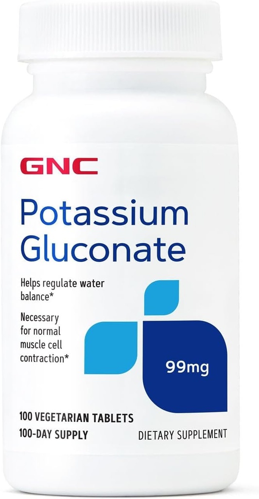 GNC Kalium Gluconat 99mg, 100 tabletter, understøtter normal muskelfunktion