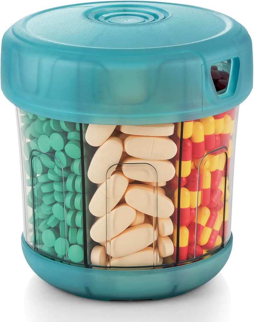 Ekstra stort supplement Organizer med XL 7 store komponenter, TPU Soft Lid Let at indlæse og bruge Pille Dispenser, 1 Måned Jumbo Vitamin Holder Medicine Storage