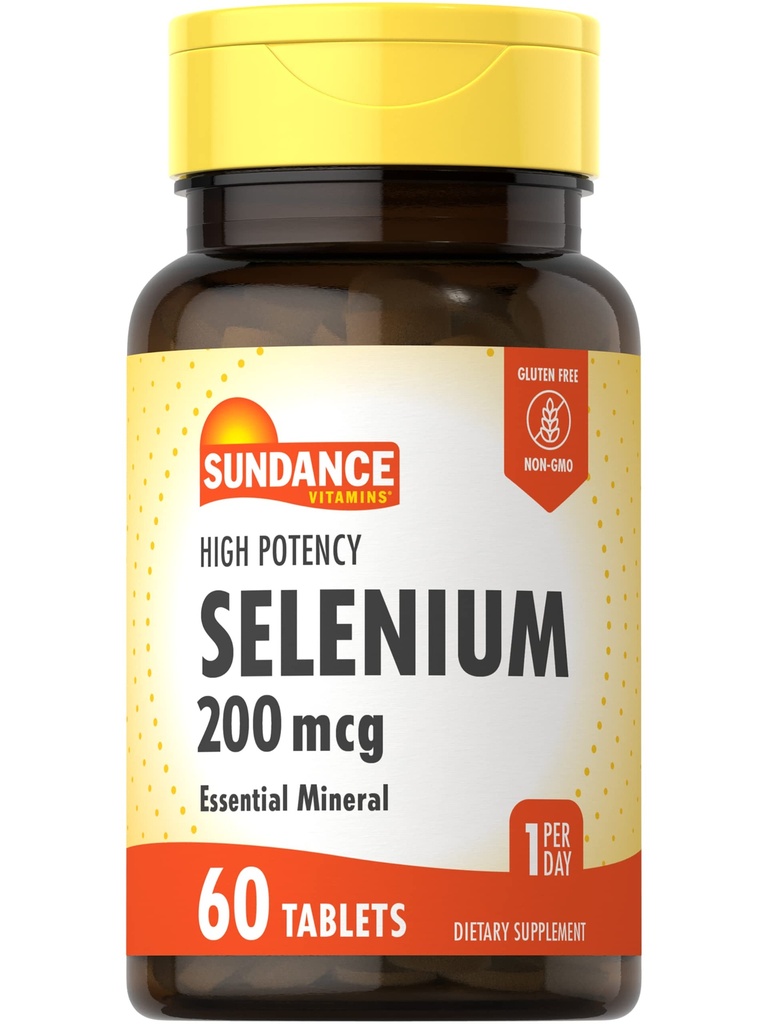 Sundance Selenium 200mcg Mex124; 60 tabletter Mex124; High Potency Formel Mex124; Vegetar, Non- GMO, og Gluten Free Essential Mineral Supplement
