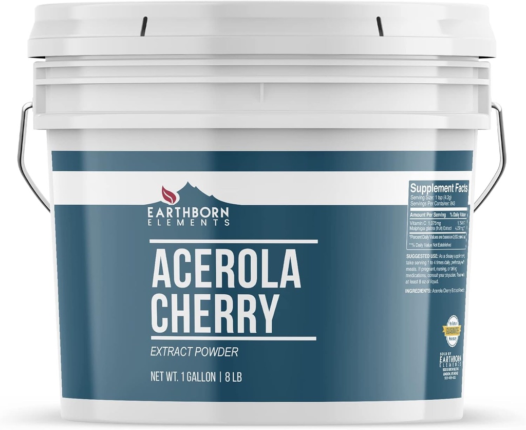 Earthborn Elements Acerola Cherry Powder 1 Gallon, Pure & Ufortyndet, Ingen Fillers