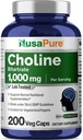 NusaPure Cholin Bitartrate 1000 mg 200 Veggie Kapsler (Vegansk Vegetarisk, Non- GMO)