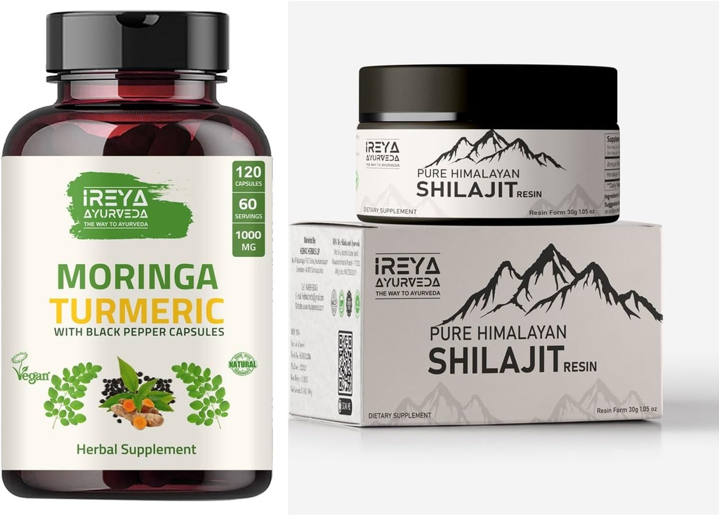 Moringa Gurkemeje Kapsler og Himalayan Shilajit Kapsler