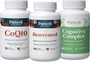 Mønster Wellness Sund Aging Bundle - CoQ10, Resveratrol, Cognitive Complex - fremmer tidløs sundhed & wellness - 3 Pack, All- Natural, Vegan- Friendly Formulas