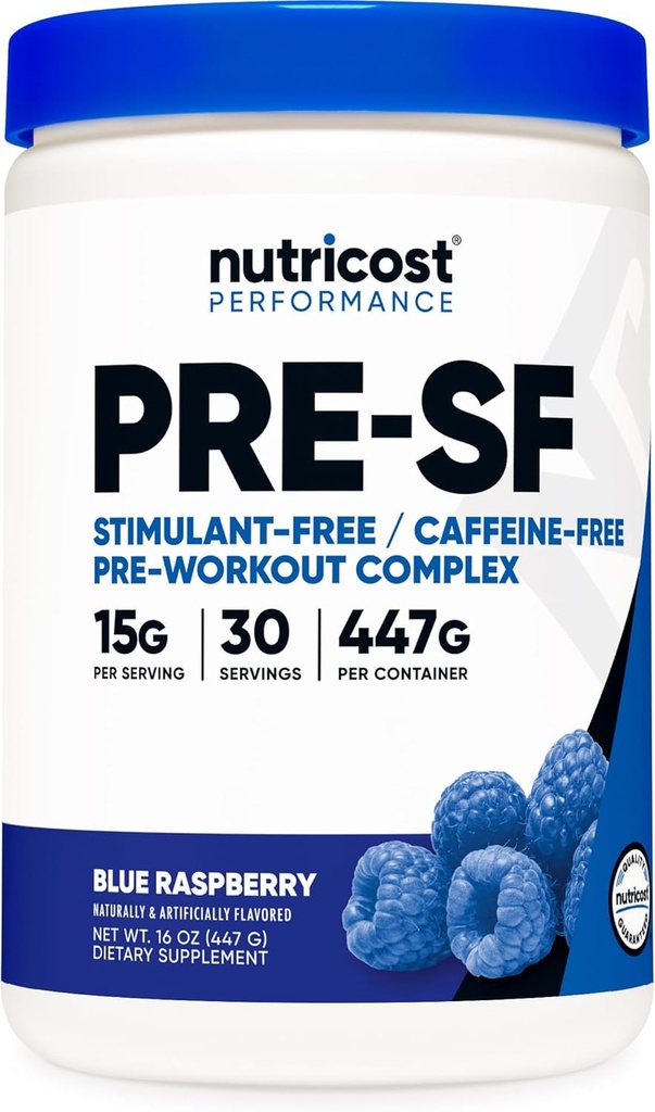 Nutricost Stimulant Free Pre-Workout, 30 Servings (Blue Raspberry) - Caffeine Free, Non-GMO, Gluten Free