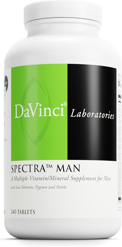 DAVINCI Labs Spectra Man - Kosttilskud til immunsystemet funktion og mænds unikke behov - med vitaminer, mineraler, aminosyrer, urter, fordøjelsesenzymer og fedtsyrer - 240 tabletter