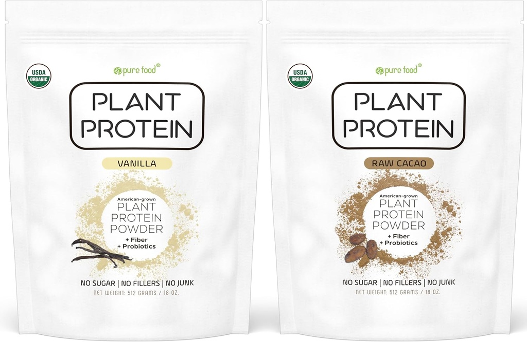 Pure Food: Plant baseret protein pulver med Probiotika Mezzogiorno 124; Organic, Clean, All Natural, Vegan, Vegetar, Whole Superfood Nutritional Supplement med ingen tilsætningsstoffer Mezzogiorno 124; Keto (Vanilla + Chokolade)