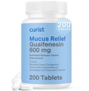 Curist Guaifenesin 600 mg Extended Release Tablets (200 Farvefri tabletter) - Expectorant Mucus Relief, Generisk Guaifenesin 600 mg, (Bulk Pack)