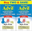 Spædbørn 'Advil Liquid Pain Reliever og Baby Fever Reducer, Spædbarn Ibuprofen Dye Free Pain Relief og Fever Medicine, White Grape - 0.5 Fl Oz (2 Pack)
