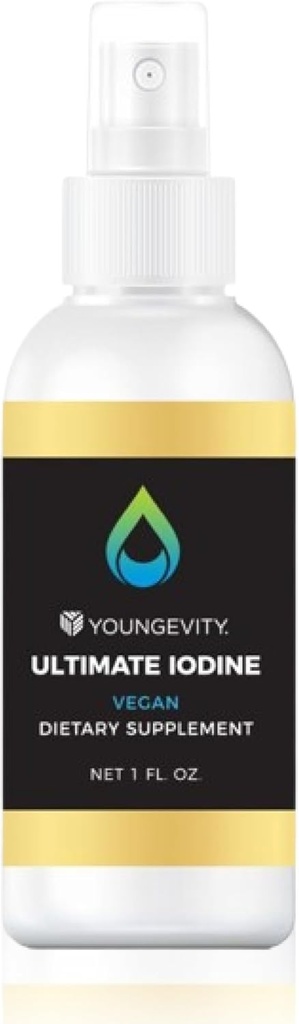 Youngevity Ultimate Jod Supplement - Vegan Supplement med 300 mcg jod, B12, Zink, Selen & Kobber - Væske til energi, Metabolisme, Hormonbalance - Non-GMO, Gluten- fri