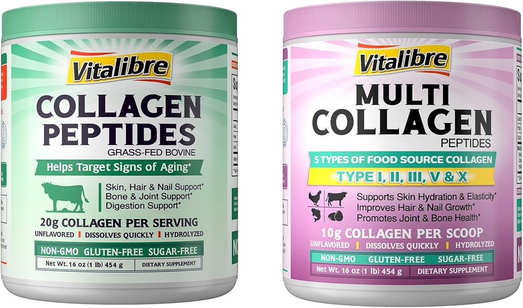 Multi Collagen Peptider Powder 16oz & Bovine Collagen Peptider Powder 16oz