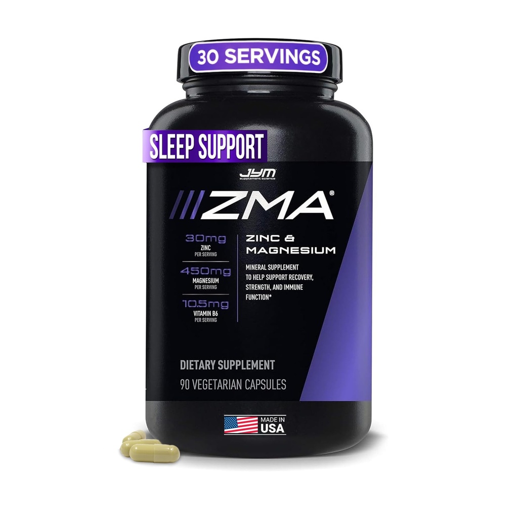 ZMA JYM, Zink & Magnesium supplement - Zink, Magnesium og vitamin B6, YM supplement videnskab, 90 Vegetariske kapsler