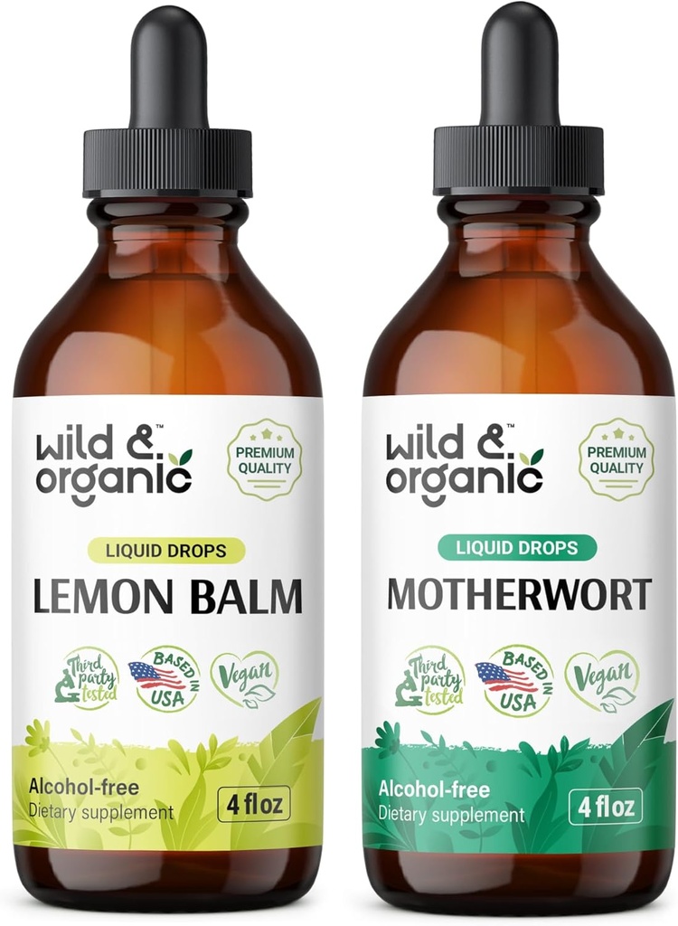 Wild & Organic Lemon Balm Tinktur 4 fl oz & Motherwort Tinktur 4 fl oz