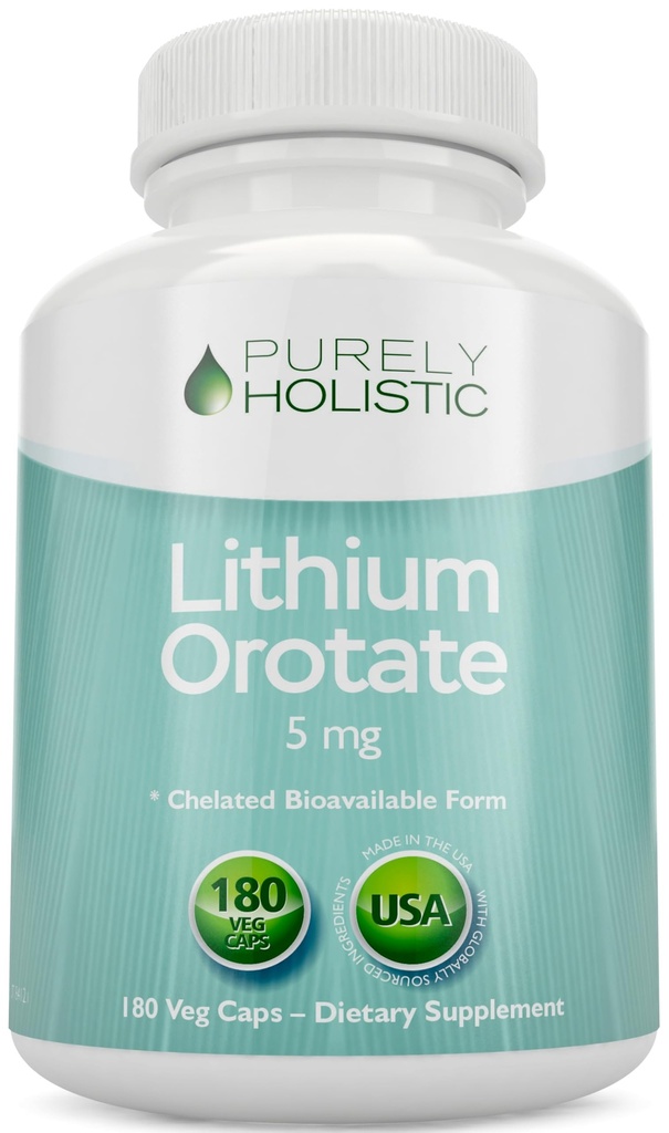Lithium Orotere 5mg, 180 Vegetariske Lithium Kapsler, Supplement Lithium Orotere 5mg, 180 Vegetariske Lithium Kapsler, Hjælper med at bevare sund mad, Behavior Hukommelse og Wellness