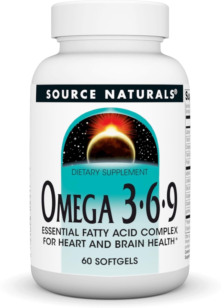 Source Naturals Omega 3-6-9, Essential Fedtsyrekompleks for hjerte og hjerne sundhed * - 60 Softgels