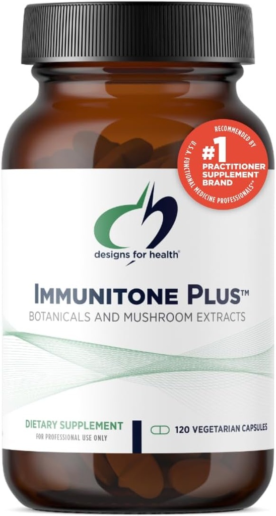 Design til sundhed Herbal immunforsvar Support med svampe, Echinacea, grøn te, Astragalus + Elderberry - Immunitone Plus piller - ikke-GMO supplement (120 kapsler)