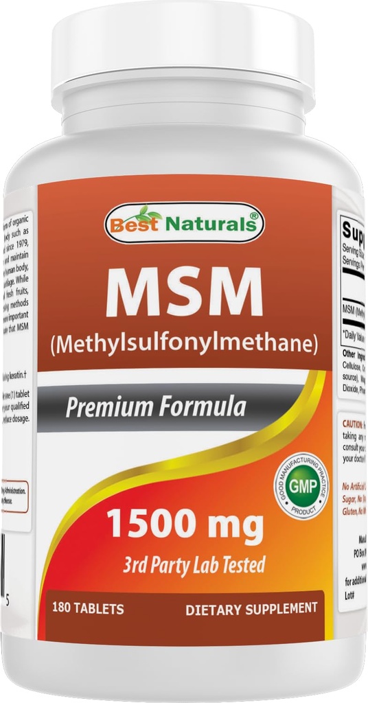 Bedste Naturals MSM 1500 mg 180 tabletter