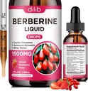 Berberine supplement flydende dråber - Berberine HCL 1500mg med Ceylon Cinnamon, Bitter Melon, Gymnema Sylvestre for immun, fordøjelsessystem & hjerte sundhed, naturlige jordbær flavor, 2 Fl Oz