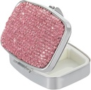 Pill Organizer Rejser, Square Lille Metal Pill Box Case, Compact Medicin Vitamin Container, Bærbar Pill Holder Flaske til kvinder (Pink)
