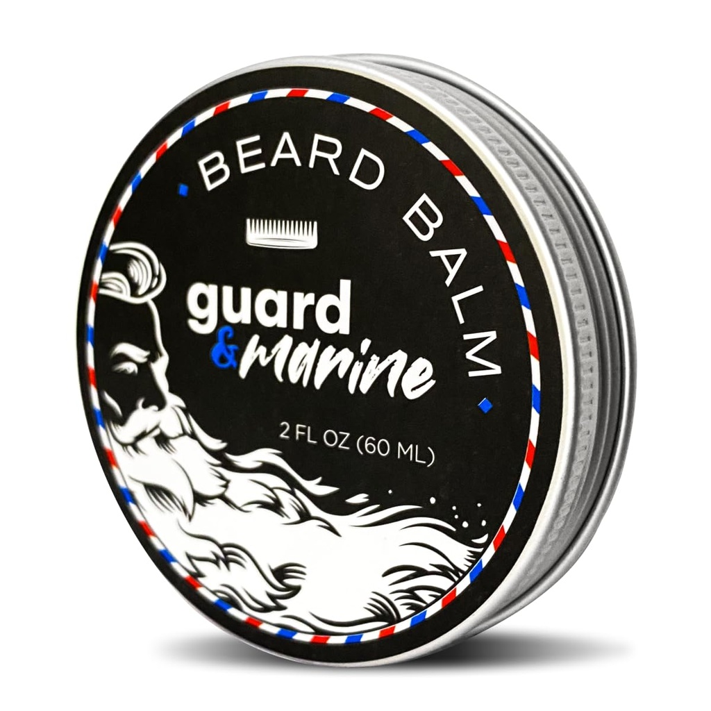 GUARD & MARINE Beard vækstbalsam - 2 oz. Effektiv naturlig formel med biotin til Beard & Mustache Care, Hydrering og Styling, Leave-in Beard Conditioner & Undufted Moisturizer til mænd