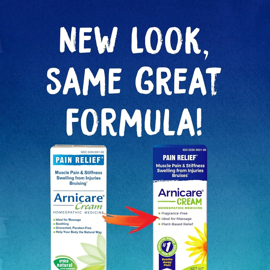 Boiron Arnicare Cream for Relief for fælles smerte, muskelsmerter, muskelømhed, og hævelse fra mærker eller skader - hurtig Absorbing og Fragrance- Free - 1.3 oz (pakke med 2)