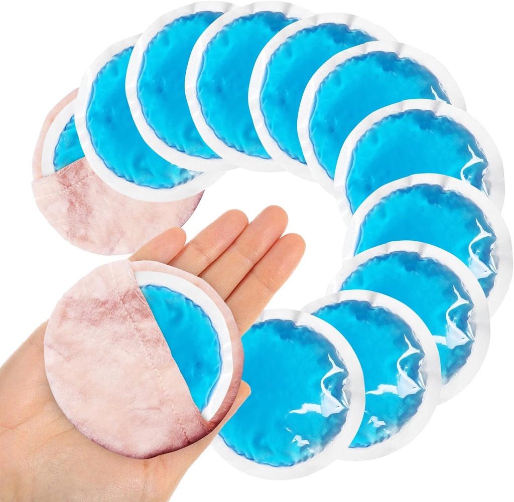 Små runde ispakninger til skader, 12 Pack Soft Kosmetiske ispakninger til ansigt, Genanvendelig varm kold Gel Pack Circular Cold Compress med 2 Wrap for Pain Relief, Tandpine, Brystkirurgi, Visdom Tænder