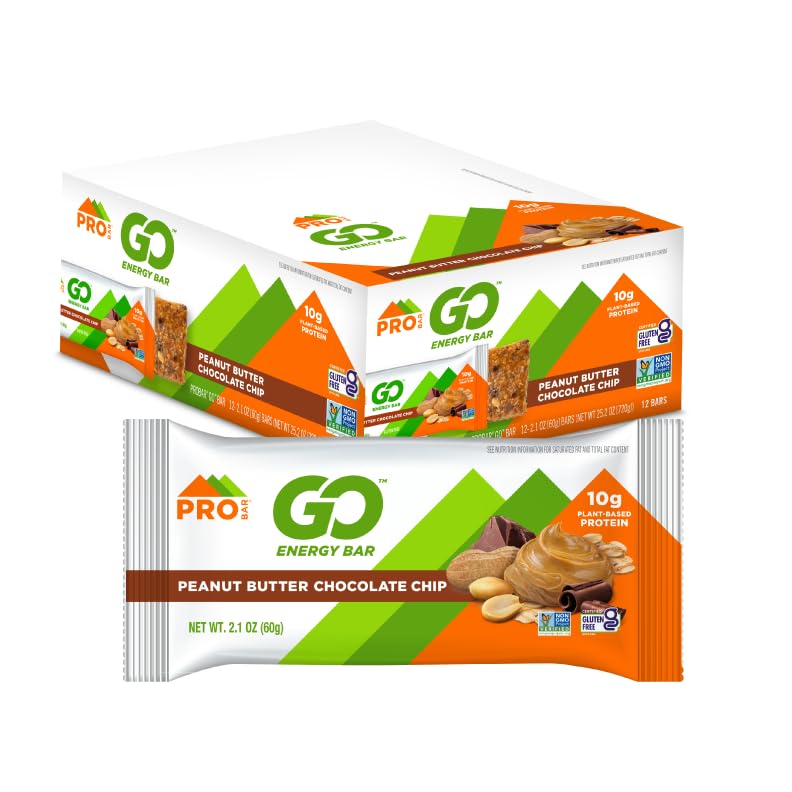 PROBAR - GO Energy Bars - Peanut Butter Chocolate Chip - Gluten- Free, Non- GMO, Whole- Food Ingredient Snack Bars (12 Greve)