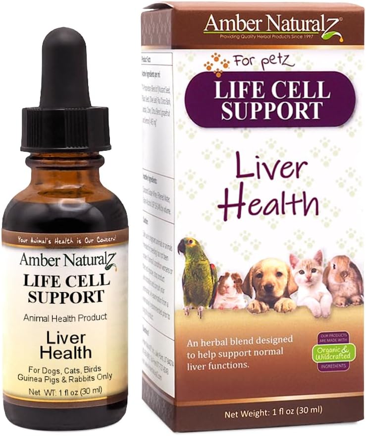 Amber NaturalZ Life Cell Support Herbal supplement til hunde, katte, fugle, kaniner, og Guinea svin