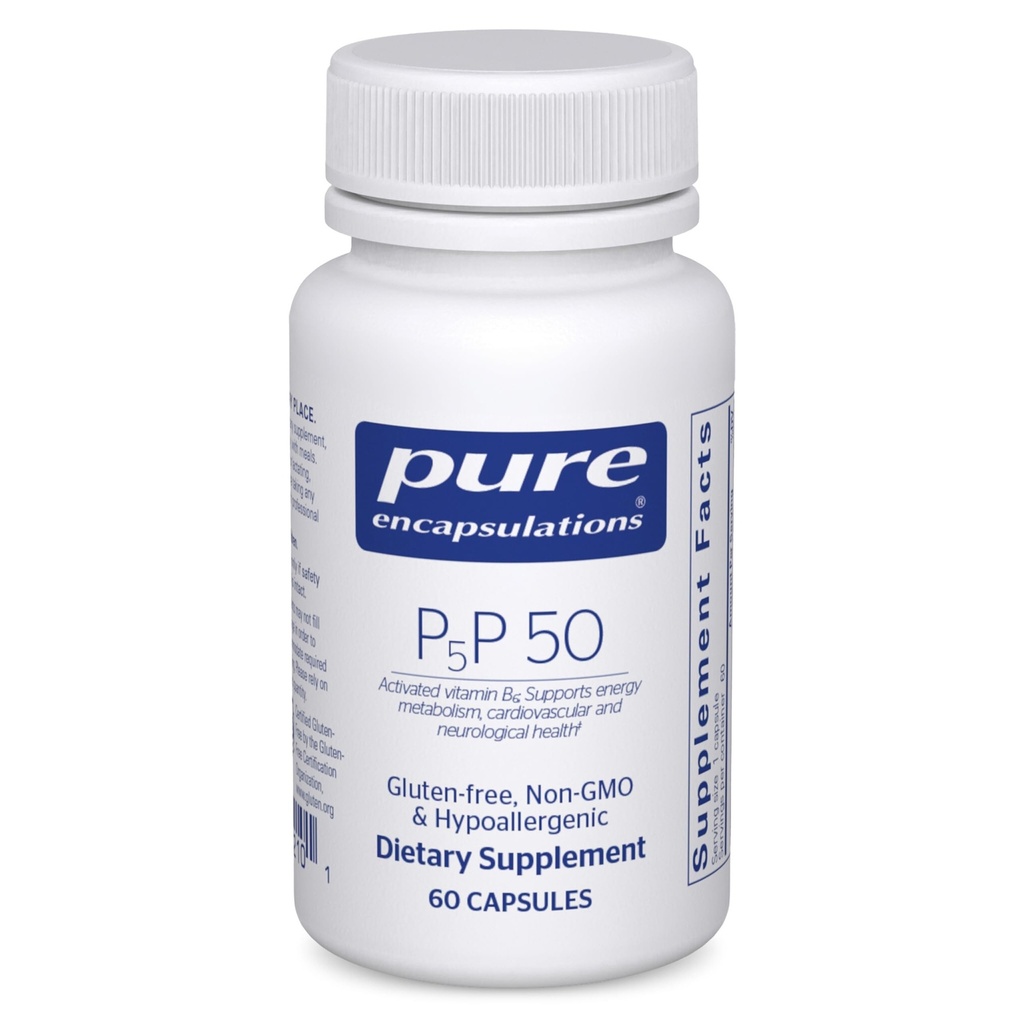 Pure indkapslinger P5P 50 - Aktiv vitamin B6 - Understøtter energi Metabolisme og hjernesundhed * - Gluten Free & Non- GMO - 60 kapsler