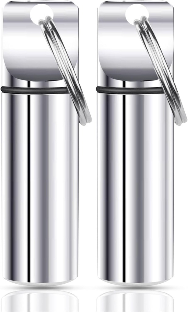 Keychain Pill Holder - Stor kapacitet vandtæt Travel Pill Organizer Pill Container til tabletter, Kapsler - Holdbar Travel Friendly Pill Case for Purse Mini Pill Case (sølv)