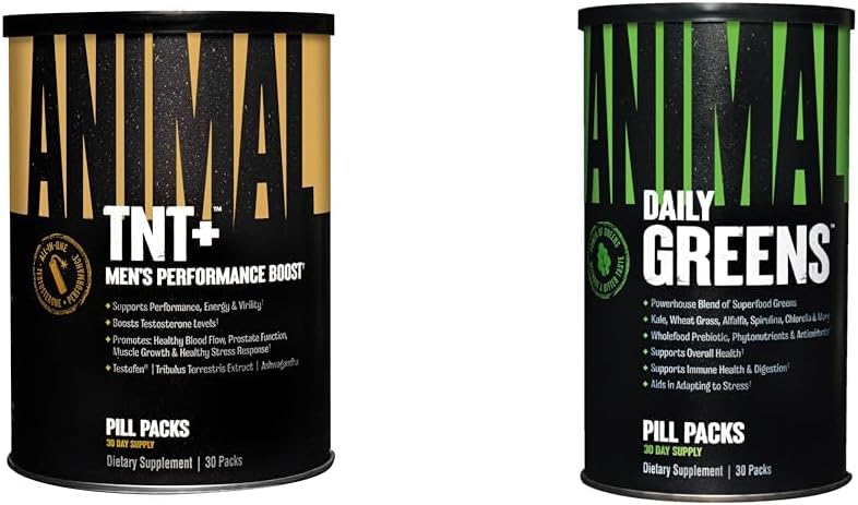 Animal TNT + Test Booster, Prostata & Stress Support Green Chlorophyll, Spectra, Prebiotic, Probiotic for Gut & immunforsvar, 30 Greve