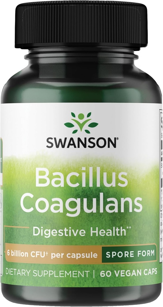 Swanson Bacillus Coagulans - Natural Probiotic Supplement Support Fordøjelsessygdomme w / 6 Millioner CFU - Kan Support GI & Samlet Gut Sundhed - (60 Veggie kapsler)