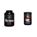 Animal 100% Whey Protein Powder - Whey Blend for præ - eller post- workout, Recovery & Fury Pre Workout Powder supplement til energi og Focus 5g BCAA 350mg Koffein Nitrogen Oxid