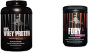 Animal 100% Whey Protein Powder - Whey Blend for præ - eller post- workout, Recovery & Fury Pre Workout Powder supplement til energi og Focus 5g BCAA 350mg Koffein Nitrogen Oxid