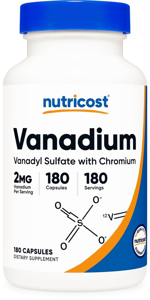 Nutricost Vanadium + Chrom 2 mg 180 Vegetariske Kapsler - Gluten Free, Non- GMO - Vanadium Supplement