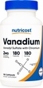 Nutricost Vanadium + Chromium 2mg 180 Vegetarian Capsules - Gluten Free, Non-GMO - Vanadium Supplement