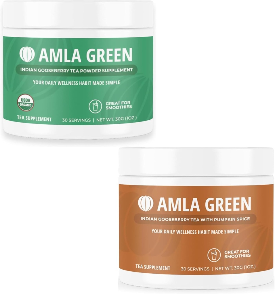 Amla Powder & Green Tea Superfood tillæg med indiske Gooseberries & Græskar Spice, Organic, Vegan, 30 Servering SKU: GB- HB- 30