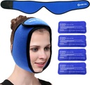 Face Ice Pack Wrap for TMJ, Visdom Tænder, WORLD-BIO Jaw Wrap med 4 Genanvendelige varm kold terapi Gel pakker til hoved, Chin, Oral og ansigtskirurgi, Smerte Relief for hævelse, skader, tandimplantater