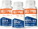 Skudsikker Triple Threat Strength Bundle, Vitaminer A- D- K, 30 Softgels, Zink med kobber, 60 kapsler, Methyl B- 12, Spearmint Flavor, 60 Lozenges