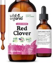 Wild & Organic Red Clover Extract Drops - Menopause Kosttilskud til kvinder - 600 mg flydende rød Clover Tinktur - 1-måned Tilgang - Trifolium Pratense Blossom - Sugar & Alcohol- Free - 2 oz
