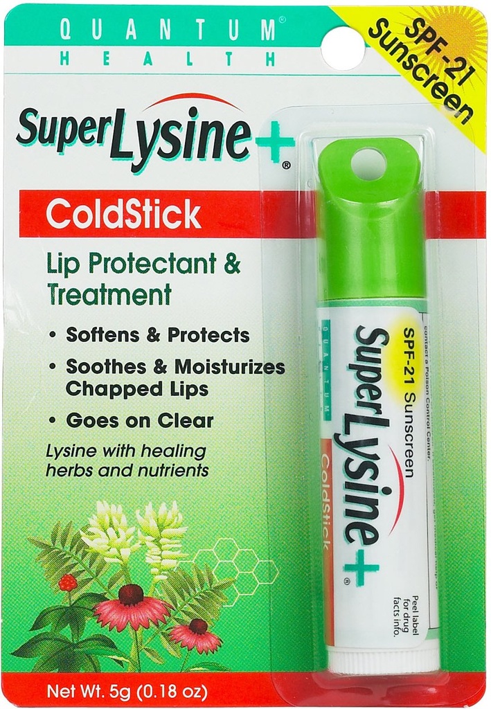 Quantum Super Lysin og Cold Stick Tube Lip Protector and Cold Sore Treatment - 0.18 oz