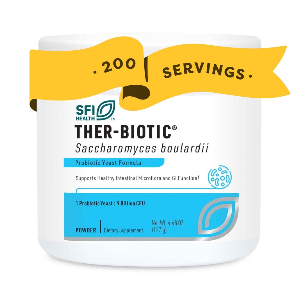 Klaire Labs SFI Health Pure Saccharomyces Boulardii Powder - Probiotisk supplement understøtter Gær balance - fordøjelsesfremmende & immunforsvar - Hypoallergen - Dobbelt Scoop for børn og voksne (4.48oz)