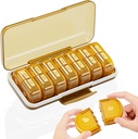 Ugentlig Pill Organizer 2 gange om dagen, Stor 7 Day Am Pm Pm Pill Box - Acedada to gange daglig Pill sag med Aftagelig Dag Night Design, Medicin Container Holder for Vitamin, Fiskeolier, Kosttilskud, Amber