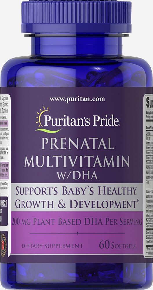 Prenatal Multivitamin med DHA, understøtter Baby 's Growth and Development * *, 60 Softels, af Puritans Pride ®
