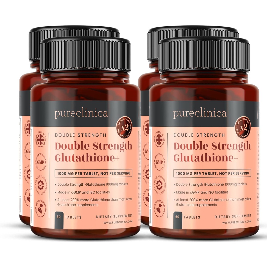 Glutathion 1000mg x 240 tabletter (4 flasker à 60) - w / 500mg Glutathion, 300mg ALA og 200mg VIT C pr. tablet